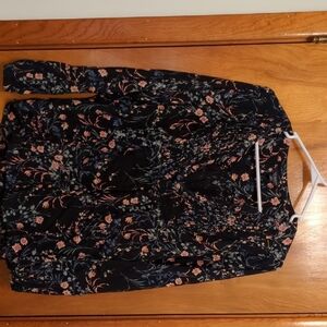 Lucky Brand Floral Long Sleeve Shirt - Navy with Pink & Blue Flowers -Size L